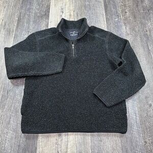 Eddie Bauer Long Sleeve 1/4 Zip Sherpa Pullover Jacket Sweater Black Mens Size M
